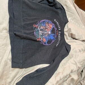 Fifth Sun Dark Gray Sweatshirt with Butterfly and Skull Graphic
